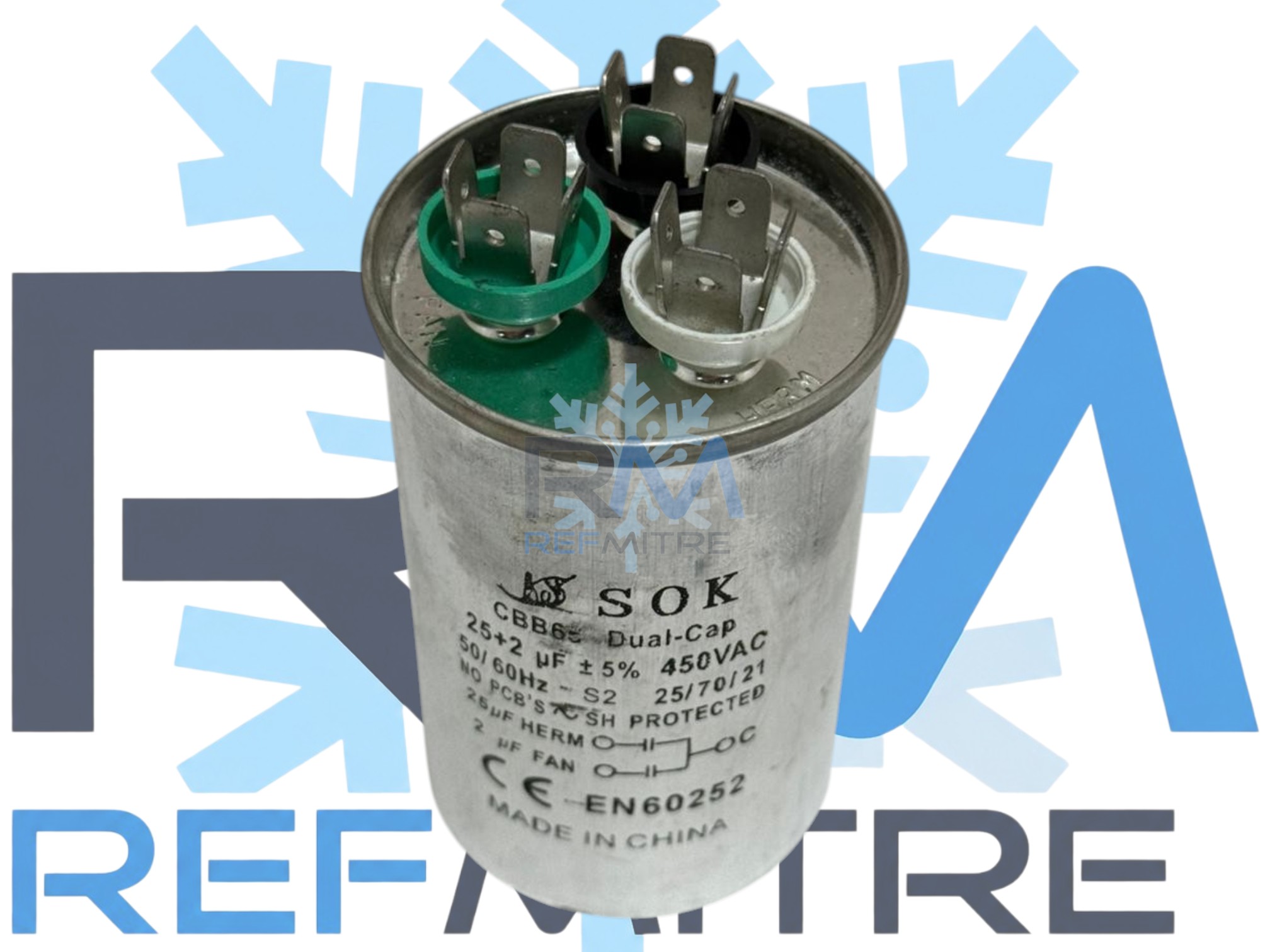 CAPACITOR DUAL REFMITRE 25 + 2 MF 450 VAC