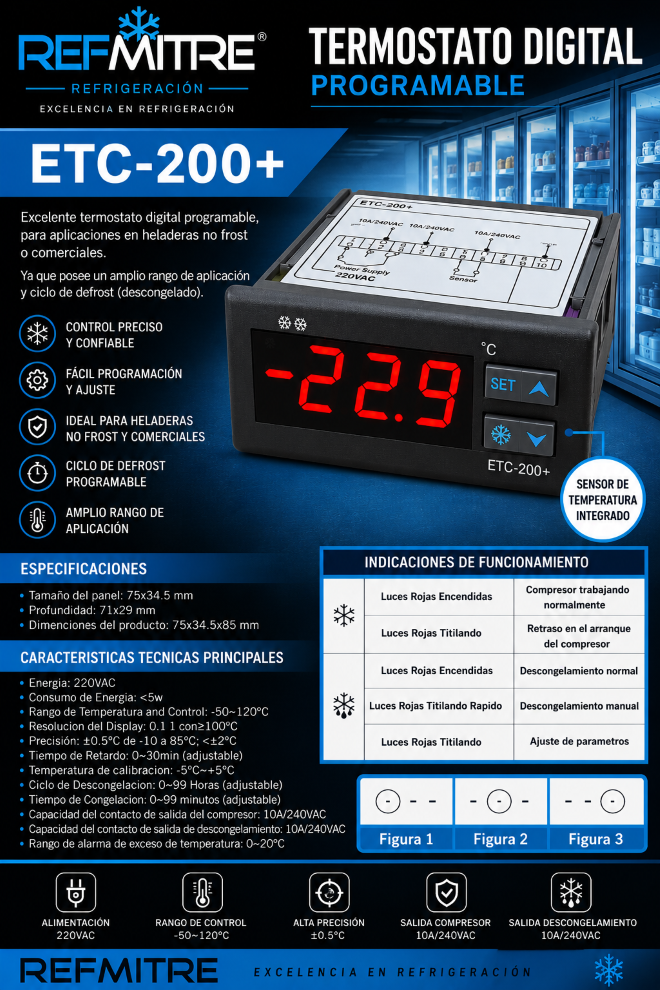 TERMOSTATO COMBISTATO REFMITRE/ BLUESTAR ETC200+ 220V