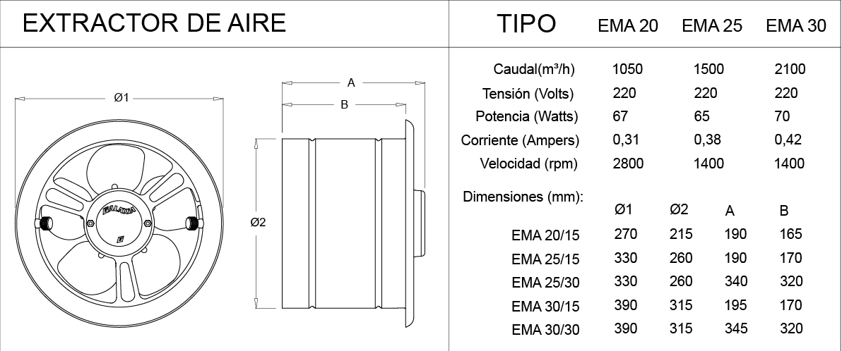 EXTRACTOR GALAXIA EMA 25/30 PERSIANAS FIJAS