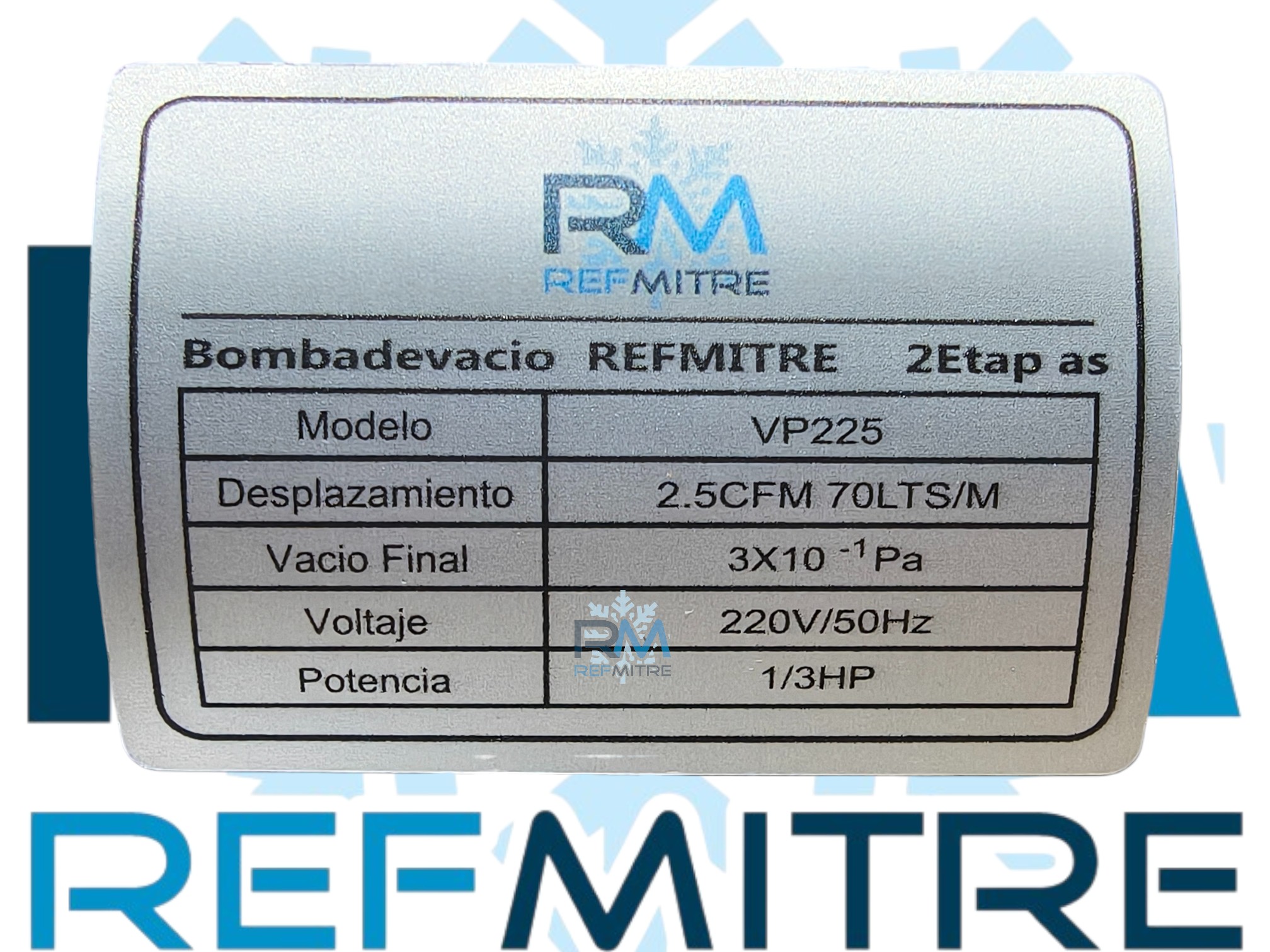 BOMBA DE VACIO REFMITRE 70 L/M VAC Y SOL - VP225