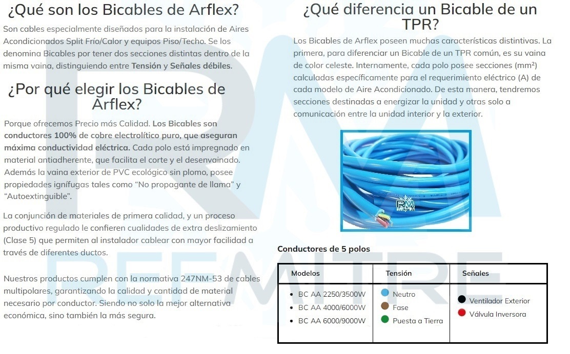 CABLE BICABLE 5 POLOS AA DE 4000W A 6000W - BC5PAA6000