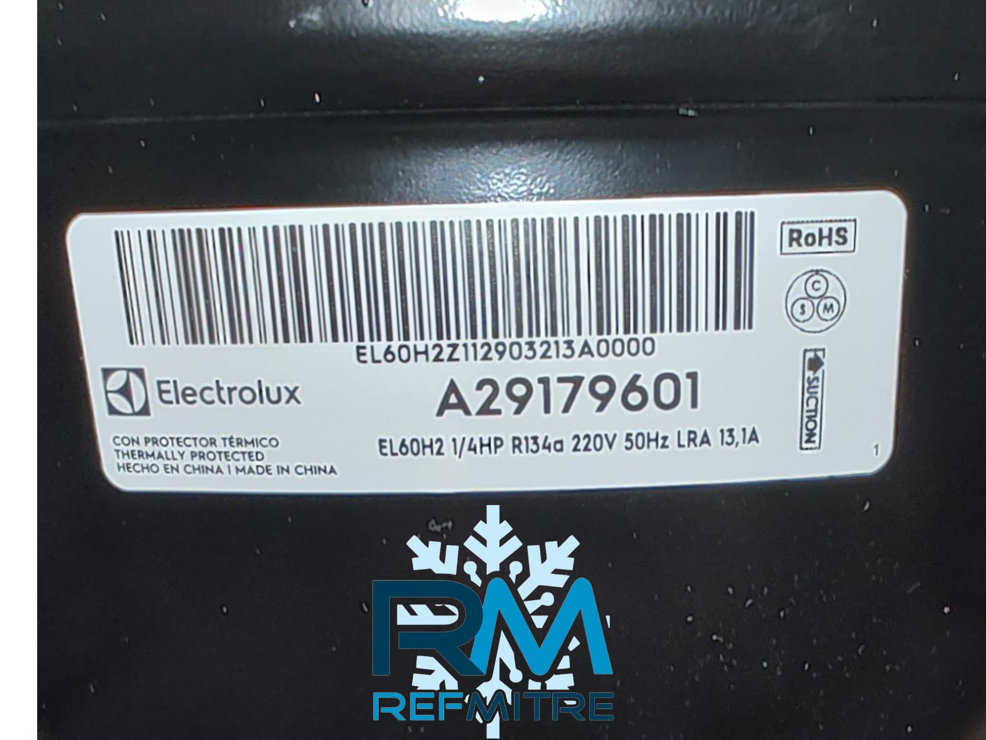 Motocompresor ELECTROLUX EL60H2 1/4HP R134 - 656BTU - 1,47WW