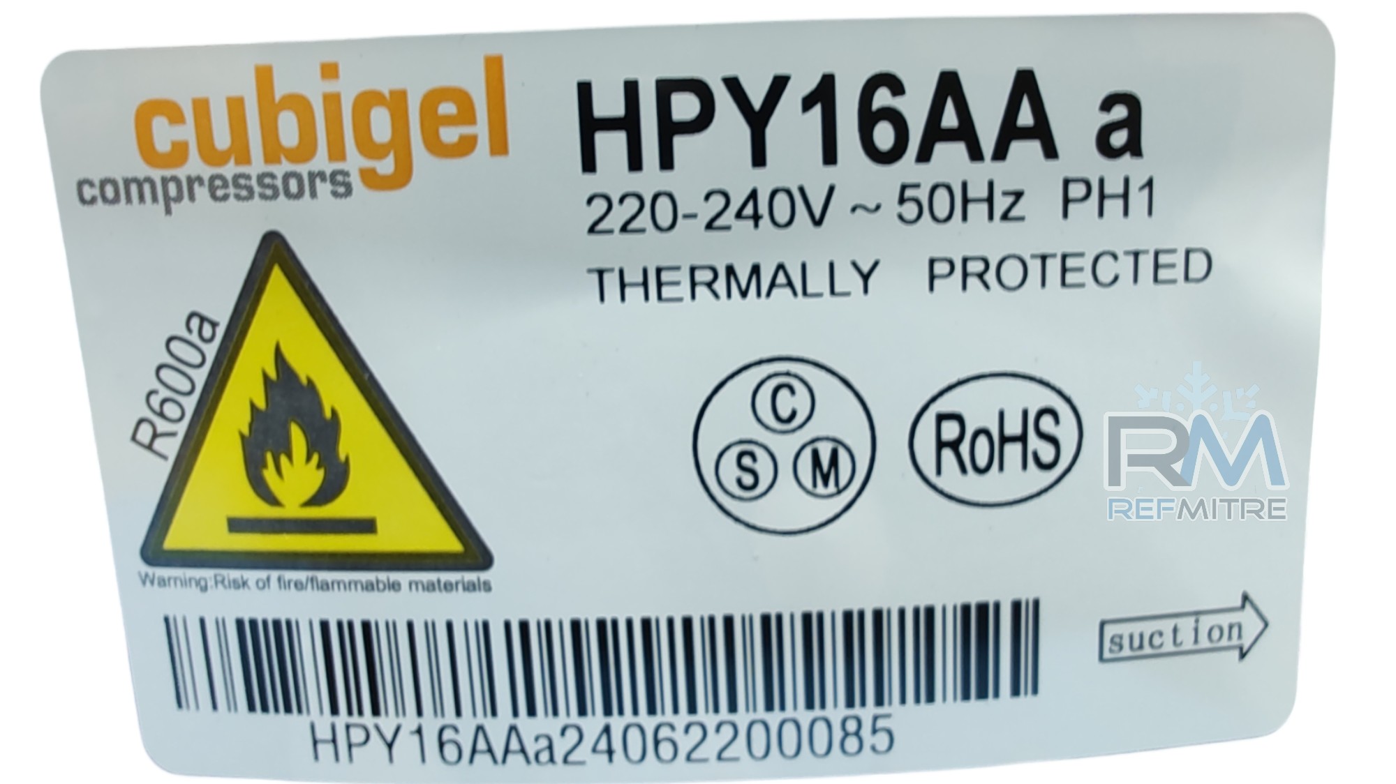 Motoc.Cubigel 1/4HP-HPY16Aaa-LBP-R600a-220v-50HZ