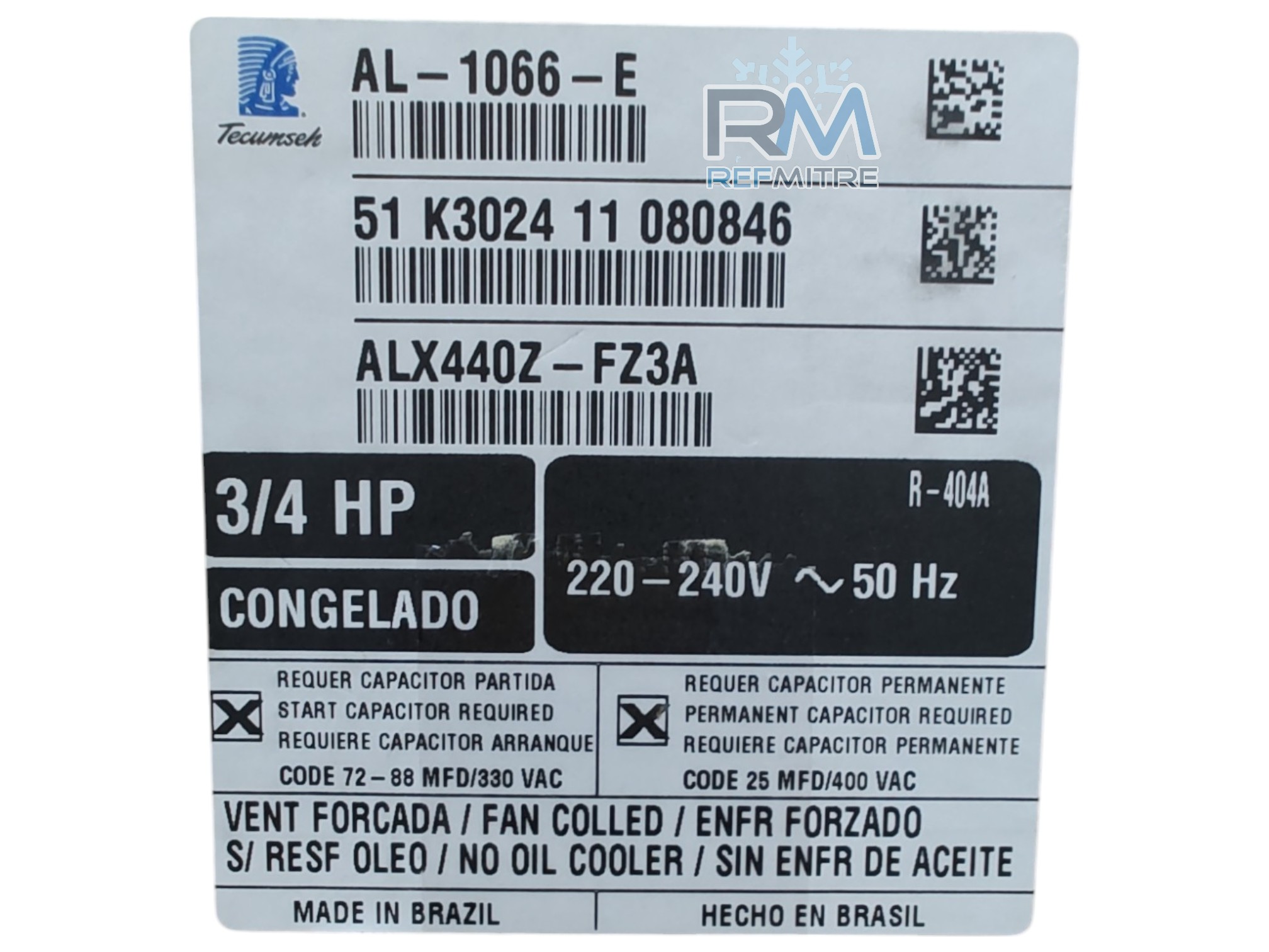 Motoc.TECUMSEH 1HP-POE--ALX440ZFZ3A 9472 R22 / R404